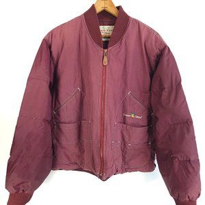 Vtg Green Coast Outer Wear Jacket Coat Men's 52 Maroon Full Zip Down Puffer